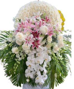 Hoa tang lễ tone trắng + lan hồ điệp đẹp 4 018