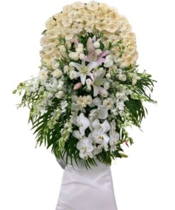 Hoa tang lễ tone trắng + lan hồ điệp đẹp 5 022