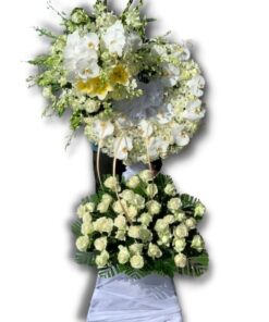 Hoa tang lễ tone trắng + lan hồ điệp đẹp 2 063