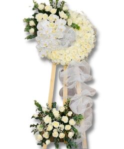 Hoa tang lễ tone trắng + lan hồ điệp đẹp 3 077